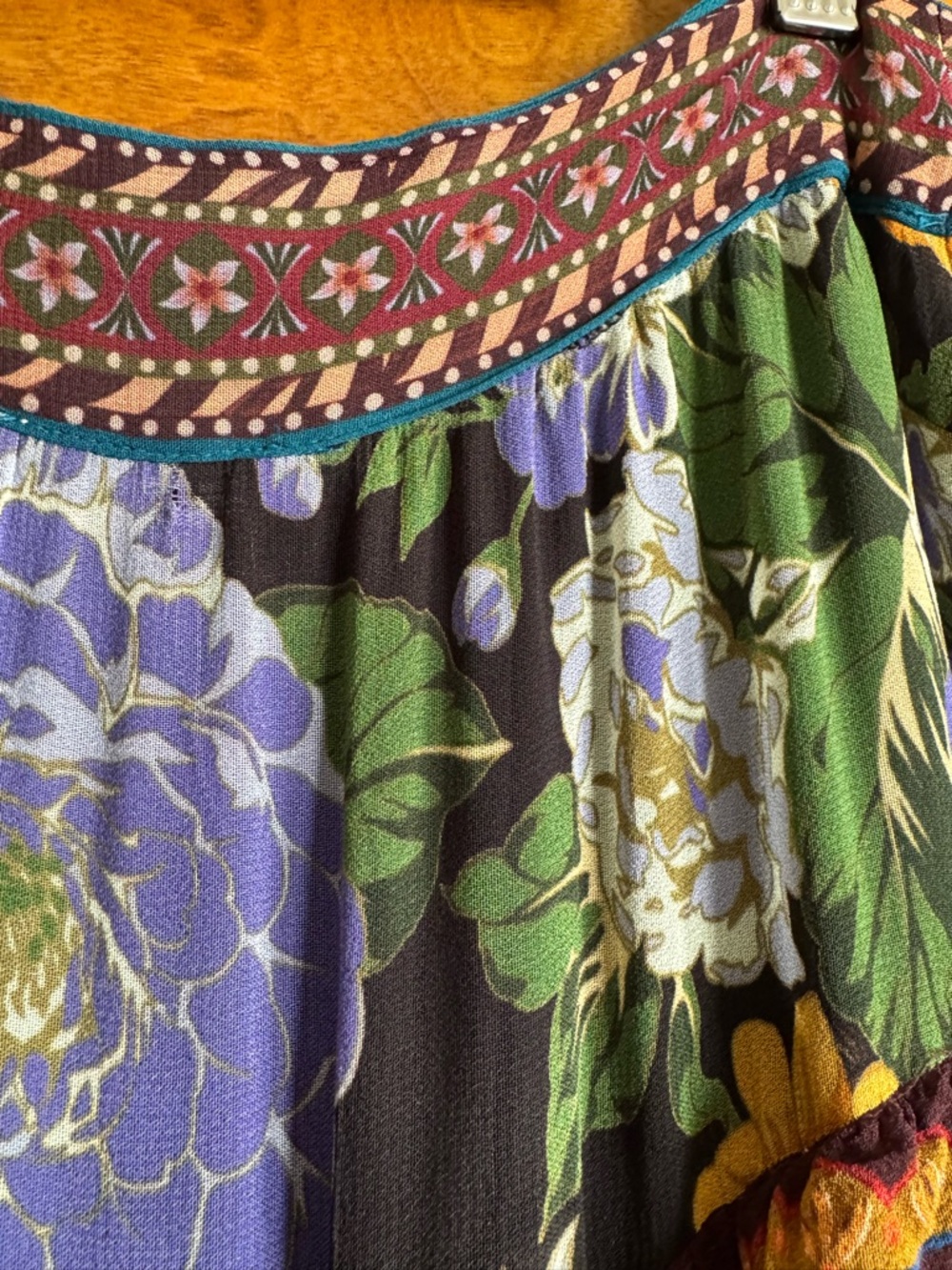 Farm Rio Floral Mix Ruffle Maxi Skirt - Picture 3 of 5